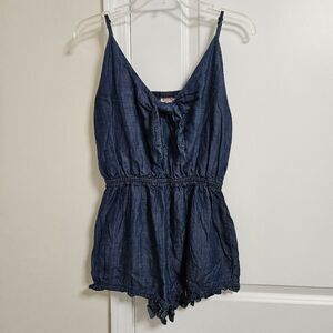 Mossimo Co. Denim Strappy Tie Front Romper Women’s Small Blue Jumper Boho  EUC
